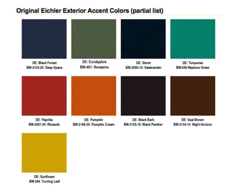 Original Eichler Color Palette